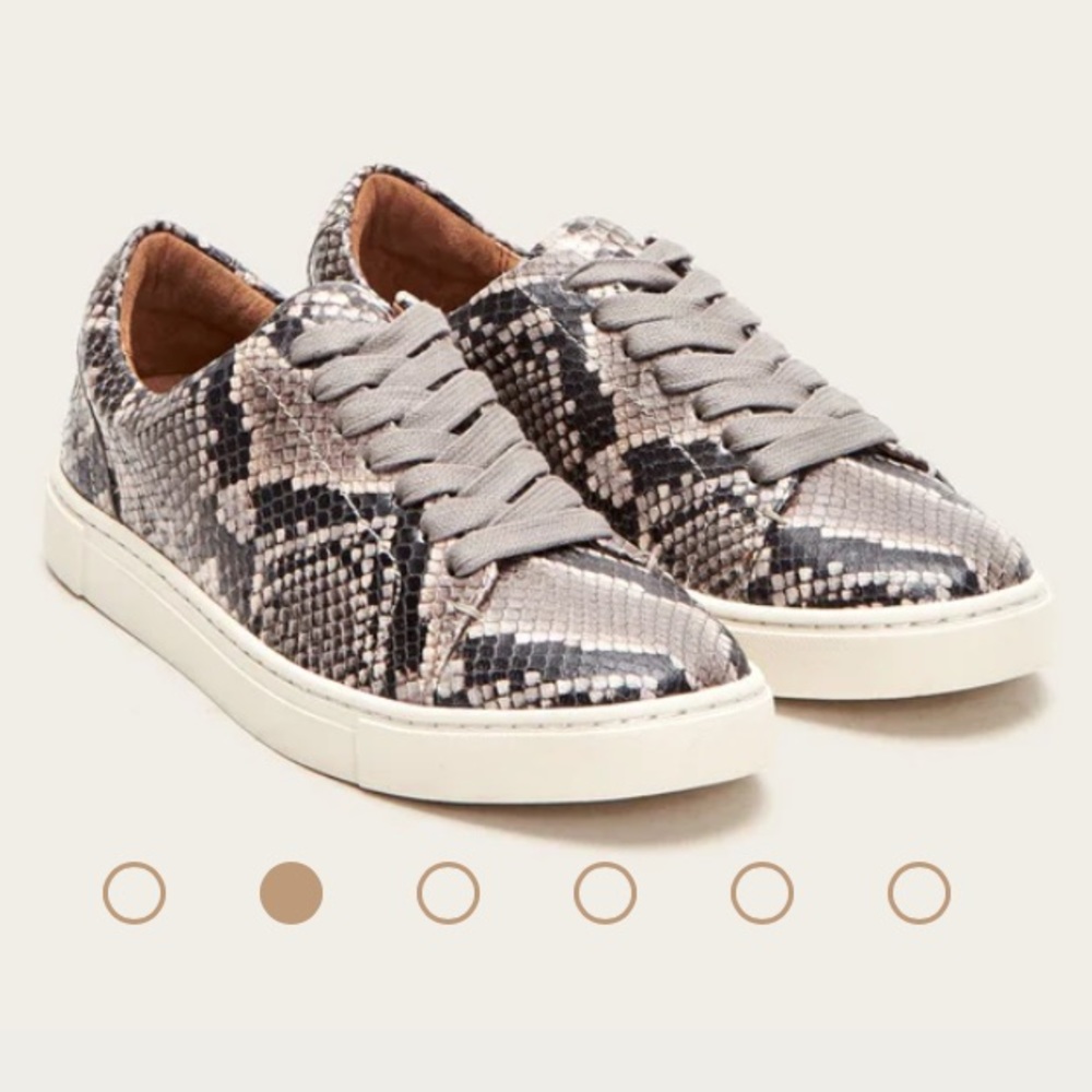 Frye Ivy Low Lace Snakeskin Italian Leather Sneakers Sz 8